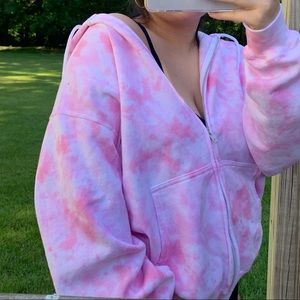 Custom tie dye hoodie in Blush